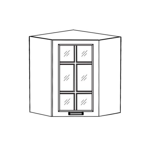 Шкаф верхний угловой Констанция ШВУСР600 со стеклом (решетка) Миф