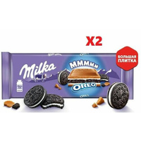 Шоколад Milka молочный с начинкой со вкусом ванили и печеньем Орео 300г 2 шт
