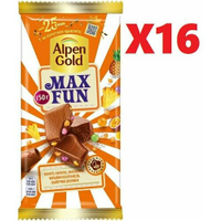 Шоколад Alpen Gold Max Fun молочный c фруктовыми кусочками взрывной карамелью и шипучими шариками 150г 16 шт