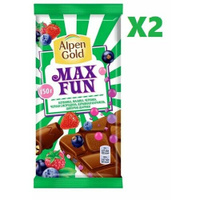 Шоколад Alpen Gold Max Fun малина-клубника-черника-смородина-карамель 150г 2 шт