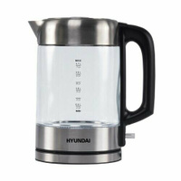 Чайник электрический Hyundai HYK-G6405, 2200Вт, черный и серебристый HYUNDAI