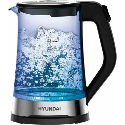 Чайник электрический Hyundai HYK-G3401 черный/серебристый, стекло HYUNDAI