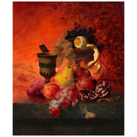 Фотообои Уютная стена "Красный натюрморт с фруктами" 230х270 см Бесшовные Премиум (единым полотном)