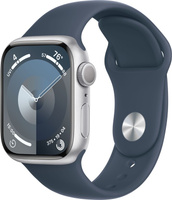 Умные часы Apple Watch Series 9 45mm Aluminum Case with Sport Band S/M (Цвет: Silver/Storm Blue)