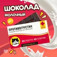 Подарочный молочный шоколад "Противогрустин", 27 г Фабрика Счастья