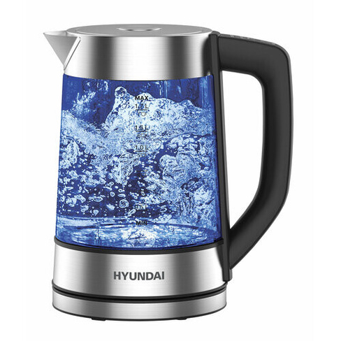 Чайник электрический Hyundai HYK-G7406 черный/серебристый, стекло HYUNDAI