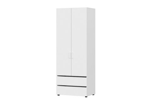Модульная система "Токио" Шкаф двухстворчатый с двумя ящиками Белый текстурный 801x2100x516