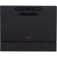 Посудомоечная машина Simfer DBB6602, компактная, настольная, 55см, загрузка 6 комплектов, черный