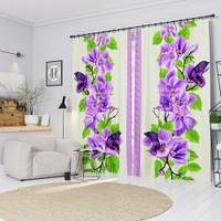 Фотошторы Цветущая лиана с бабочками Ш150xВ185 см. 2шт. Габардин на тесьме Chernogorov Home