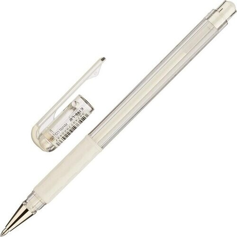 Ручка Pentel Ручка гелевая с грипом "Hybrid Gel Grip", БЕЛАЯ, узел 0,8 мм, линия письма 0,4 мм, K118-LW