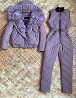 Зимний комплект: полукомбинезон+куртка с мехом кролика rex - Варежки с мехом
