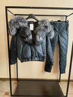 Женский зимний костюм с натуральным мехом чернобурки - Рюкзак