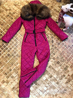 Матовый розовый комбинезон с мехом енота - Рюкзак