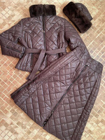 Зимняя юбка и стеганая куртка с мехом норки - Брендированные лямки(резинка)