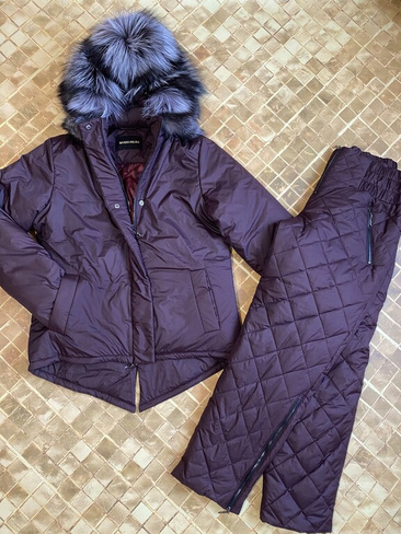 Зимний костюм штаны+куртка с натуральным мехом чернобурки - Варежки без меха