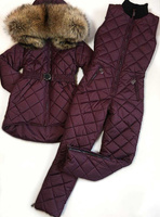 Зимний стеганый костюм с длинной курткой - Варежки без меха