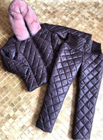 Горнолыжный костюм: зимние штаны и куртка с песцом - Рюкзак