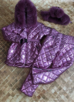 Зимний костюм с песцом в цвете розовое золото - Варежки с мехом (мех используем дополнительно)