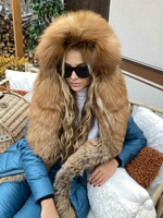 Костюм Bellezza: зимние штаны и куртка с мехом финской лисы - Шапка ушанка с мехом