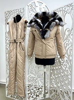 Бежевый костюм зима с мехом в цвете шиншилла(кролика рекс) - Рюкзак