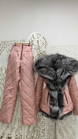 Зимний комплект: Куртка Bellezza с мехом чернобурки и теплые штаны - Варежки с мехом (мех используем дополнительно)