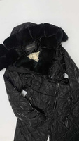 Черный костюм женский смехом кролика рекс - Варежки с мехом (мех используем дополнительно)