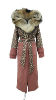 Длинная комбинированная куртка с натуральным мехом финского енота - Варежки с мехом