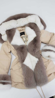 Женская зимняя куртка парка с натуральным мехом песца - Косынка стеганая