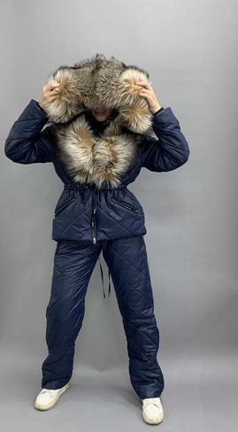 Зимний костюм для прогулок с меховой отделкой из лисы CRISTAL - Брендированные лямки(резинка)