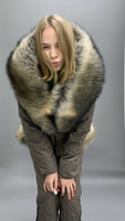 Зимний костюм женский Bellezza с натуральным мехом енот - Рюкзак