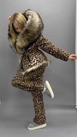 Леопардовый зимний костюм Bellezza до -30 градусов с меховой отделкой из натурального финского енота - Без аксессуаров