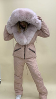 Костюм зима: полукомбиезон и удлиненная куртка с мехом финского песца - Дополнительно широкий пояс на кнопках