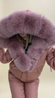 Костюм зимний розовый с мехом до -30-35 градусов - Косынка стеганая