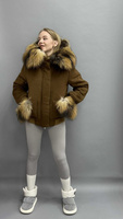 Женское спортивное пальто с капюшоном с мехом аукционной финской лисы