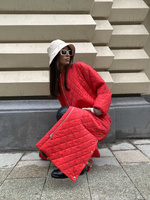 Женская куртка бомбер в красной стежке - индивидуальный пошив по меркам+15%