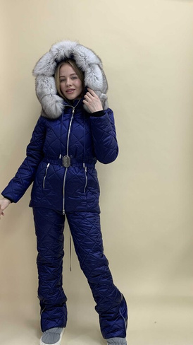 Зимний женский костюм до -35 градусов: полукомбинезон под горло и куртка с опушкой из натурального меха песца - Брендиро