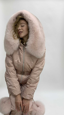 Зимний костюм до -35 градусов: полукомбинезон и куртка с мехом финского песца - Дополнительно широкий пояс на кнопках