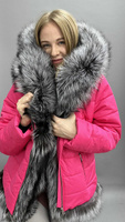 Женский зимний костюм Bellezza с чернобуркой:куртка с мехом и стеганые брюки - Шапка ушанка с мехом