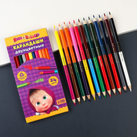 Цветные карандаши, 24 цвета, трехгранные, маша и медведь Маша и медведь
